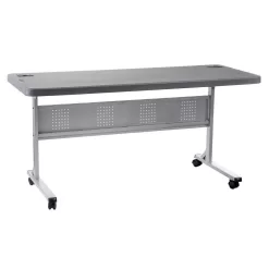 National Public Seating BPFT-2460-20 60 in. Charcoal Plastic Folding Flip-N-Store Training Table