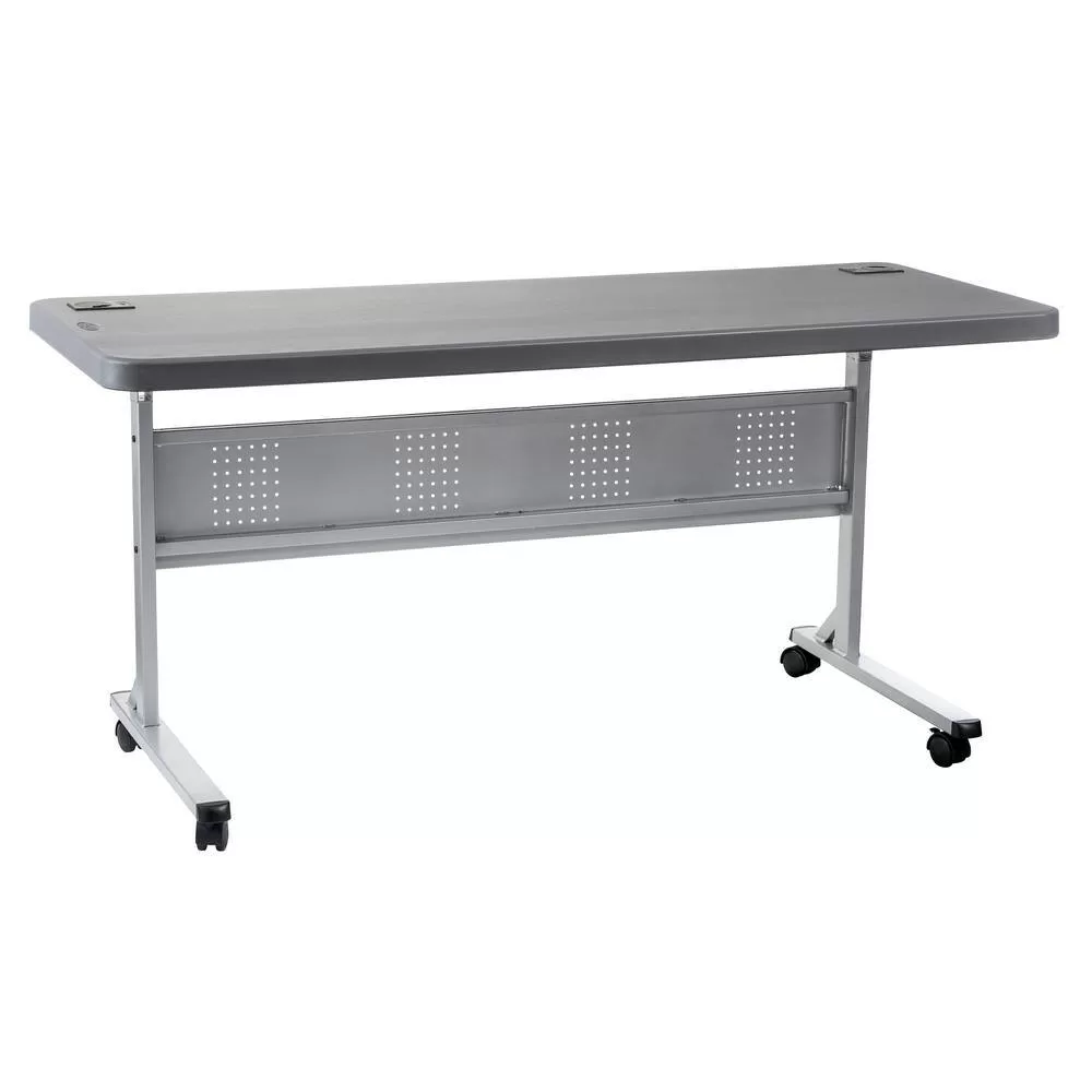 National Public Seating BPFT-2460-20 60 in. Charcoal Plastic Folding Flip-N-Store Training Table