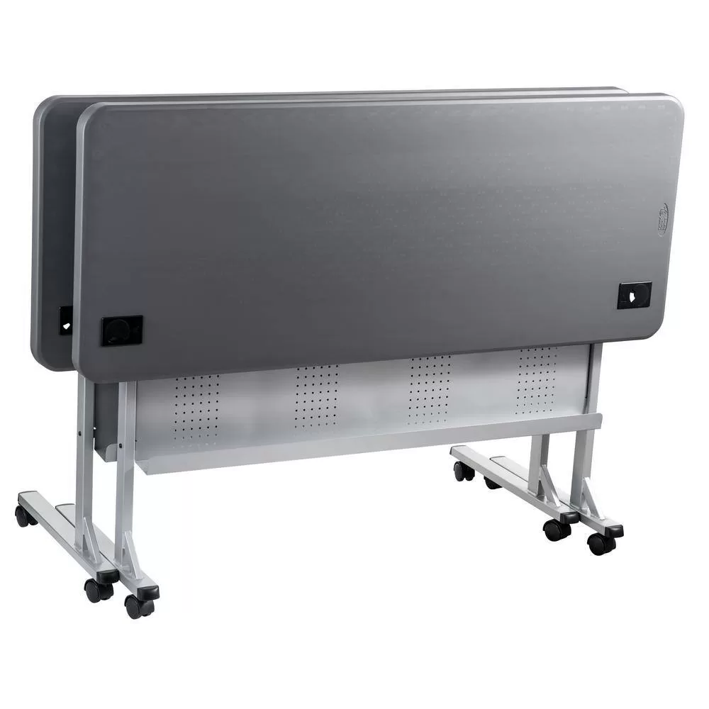 National Public Seating BPFT-2460-20 60 in. Charcoal Plastic Folding Flip-N-Store Training Table