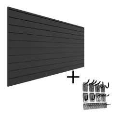 Proslat 33012 PVC Slatwall 8 ft. x 4 ft. Charcoal Hook Kit Bundle (20-Piece)