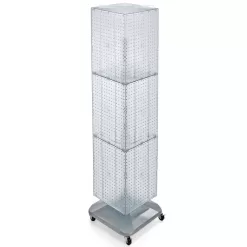 Azar Displays 701465-CLR 64 in. H x 14 in. W Interlock Pegboard Tower on a Revolving Base with Wheels in Clear