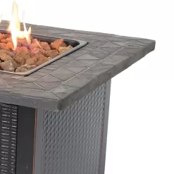 Endless Summer GAD1401M 30 in. W Bronze Finish Steel Base Faux Slate Mantel LP Gas Fire Pit with Electronic Igition and Lava Rocks