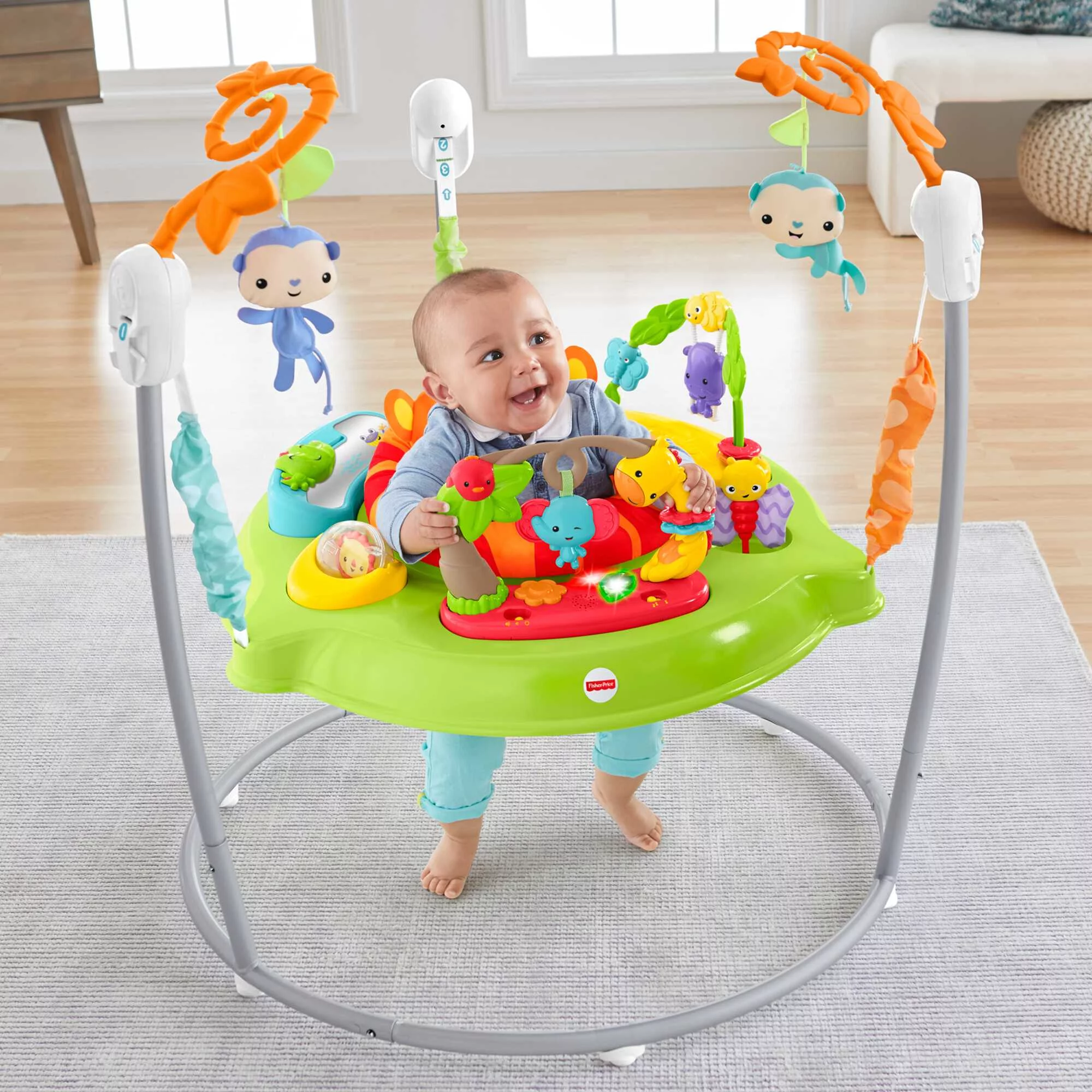 Fisher-Price Baby Bouncer Tiger Time Jumperoo Activity Center with Lights Music and Toys - Image 6