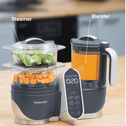 Babymoov Duo Meal Station | 6 in 1 Food Processor With Steam Cooker, Multi-Speed Blender, Baby Purees, Warmer, Defroster, Sterilizer, Grey