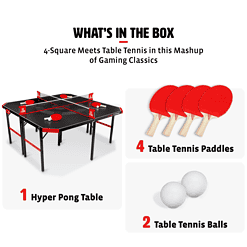 Hyper Pong 4 Way Table Tennis Table, Folding 4 Player 9mm thick Ping Pong Table for Game Rooms and Basements