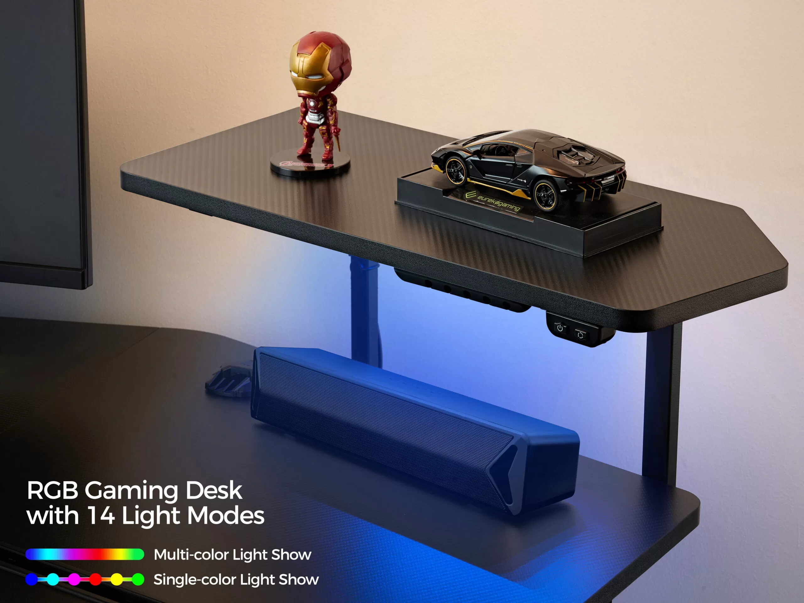 Eureka Ergonomic 72" Large Gaming Desk, Music Studio Desk with Keyboard Tray & RGB LED Light