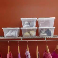 Sterilite 6 Qt Clear Plastic Storage Container Bin, Snap Close White Lid, 72 Pack