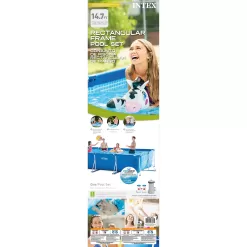 Intex 14ft x 33in Rectangular Above Ground Backyard Swimming Pool with Filter