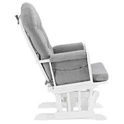 Angel Line Windsor Glider and Ottoman, White Finish with Gray Cushions