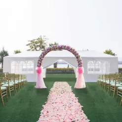 Resenkos 10' x 30' Outdoor White Waterproof Gazebo Canopy Tent with Removable Sidewalls and Windows Heavy Duty Tent (10' x 30' with 8 Sidewalls)