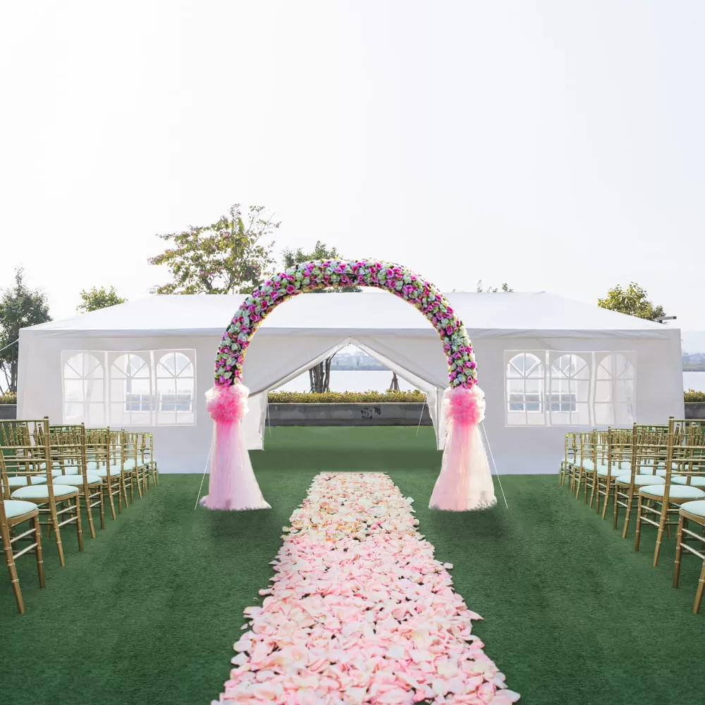 Resenkos 10' x 30' Outdoor White Waterproof Gazebo Canopy Tent with Removable Sidewalls and Windows Heavy Duty Tent (10' x 30' with 8 Sidewalls)