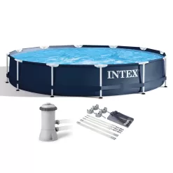 Intex 28211ST 12' x 30" Frame Round Above Ground Swimming Pool Kit w/ Canopy
