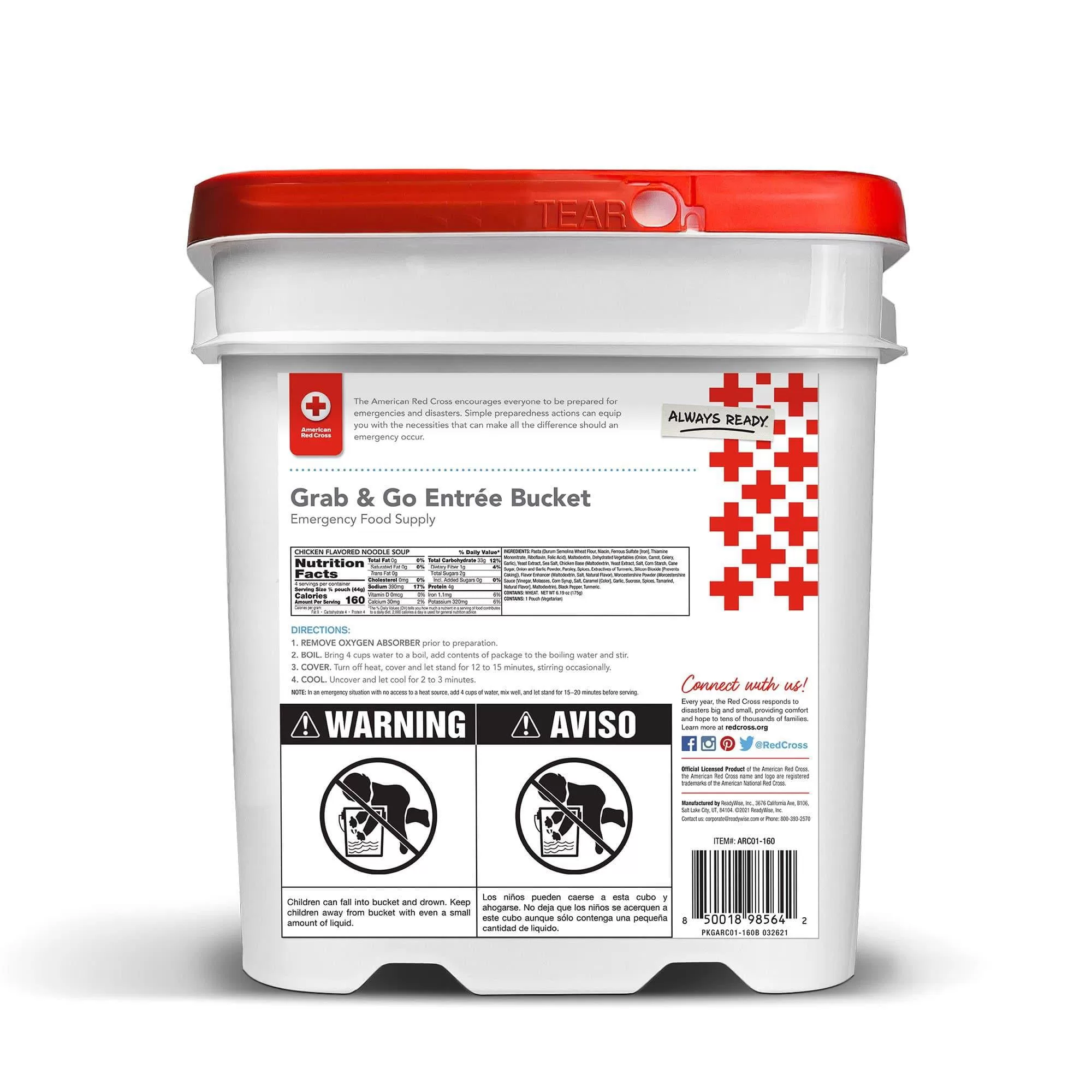 American Red Cross 60 Serving Emergency Meal Food Supply - Bucket
