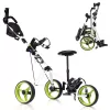 Costway Foldable 3 Wheel Push Pull Golf Club Cart Trolley w/Seat Scoreboard Bag Swivel