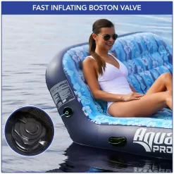 Aqua Leisure Adult Unisex Ultra-Cushioned Comfort Blue Pool Lounge Float for Two