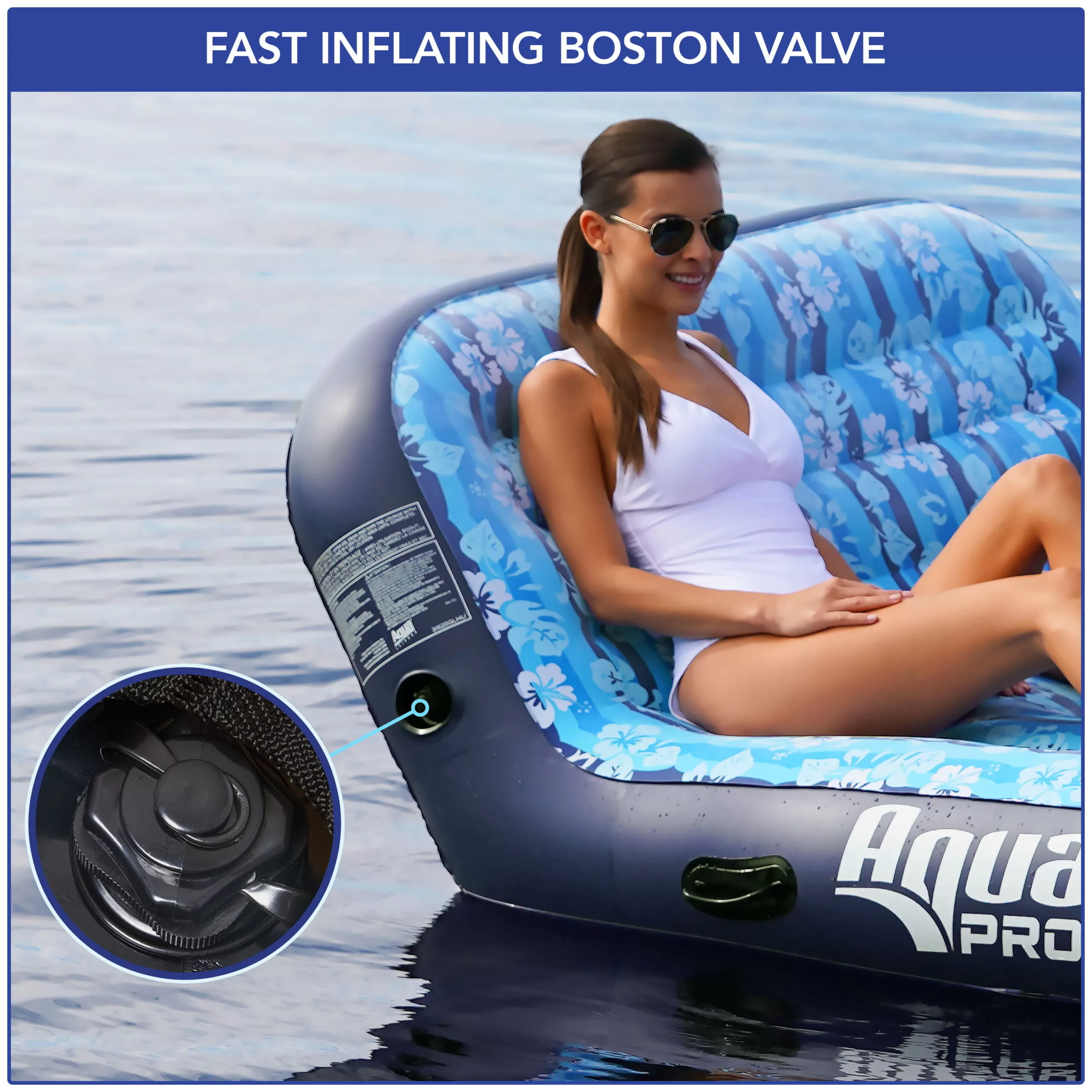 Aqua Leisure Adult Unisex Ultra-Cushioned Comfort Blue Pool Lounge Float for Two
