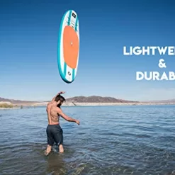 Roc Inflatable Stand Up Paddle Board with Premium sup Accessories & Backpack, Non-Slip Deck, Waterproof Bag, Leash, Paddle and Hand Pump. (Aqua)