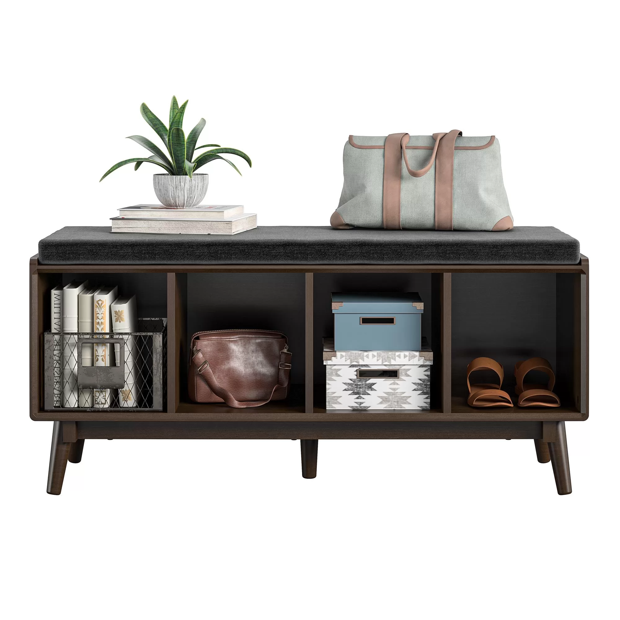 Novogratz Brittany Entryway Bench, Walnut