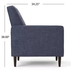 Noble House Mervynn Modern Dark Blue Polyester Club Chair Recliners (Set of 2)