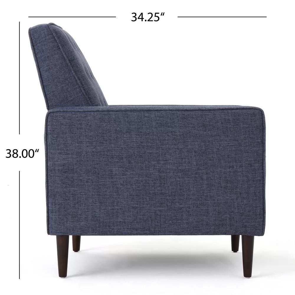 Noble House Mervynn Modern Dark Blue Polyester Club Chair Recliners (Set of 2)