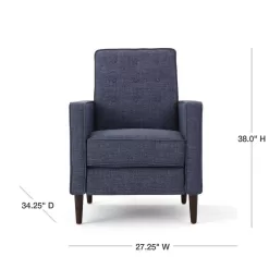 Noble House Mervynn Modern Dark Blue Polyester Club Chair Recliners (Set of 2)