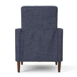 Noble House Mervynn Modern Dark Blue Polyester Club Chair Recliners (Set of 2)