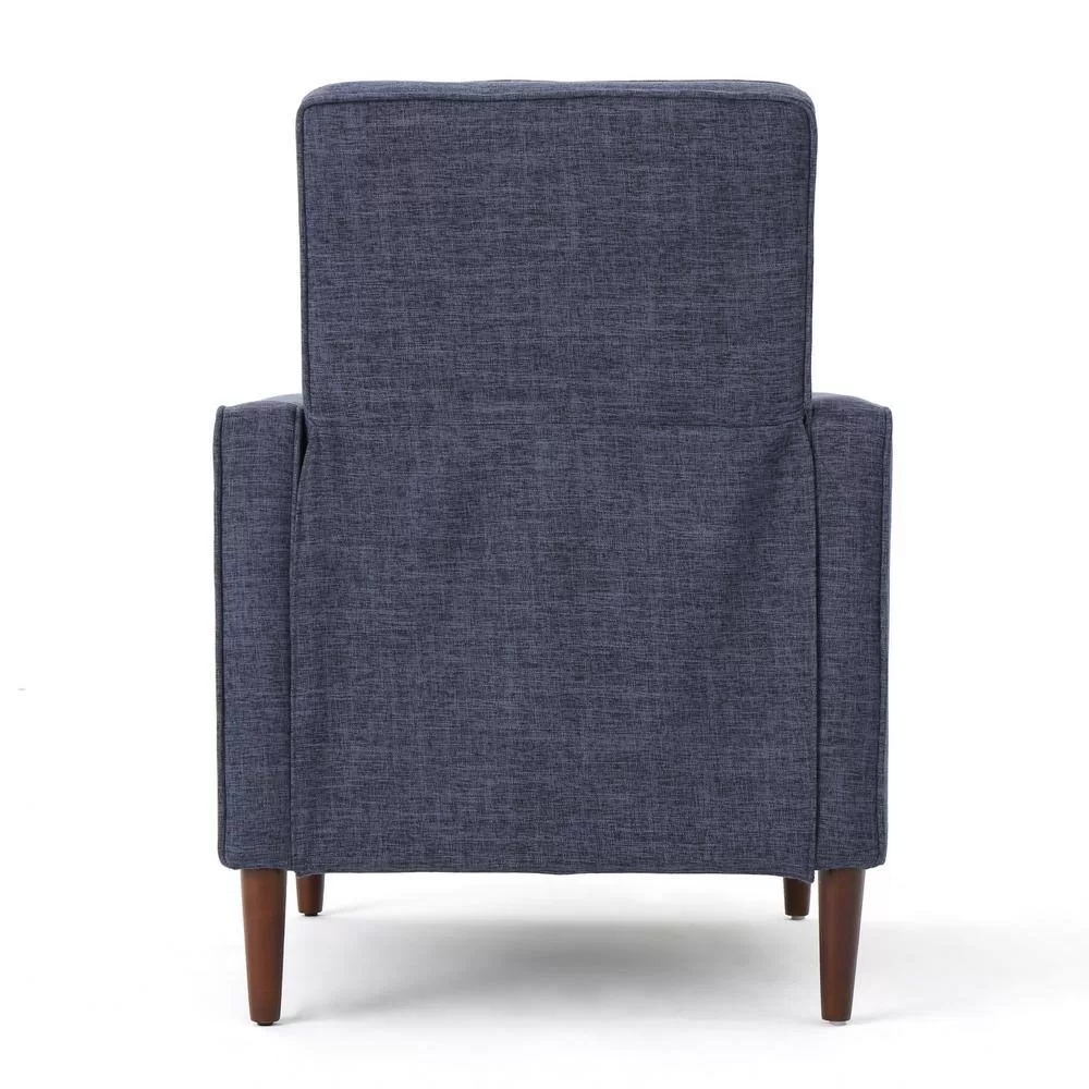 Noble House Mervynn Modern Dark Blue Polyester Club Chair Recliners (Set of 2)