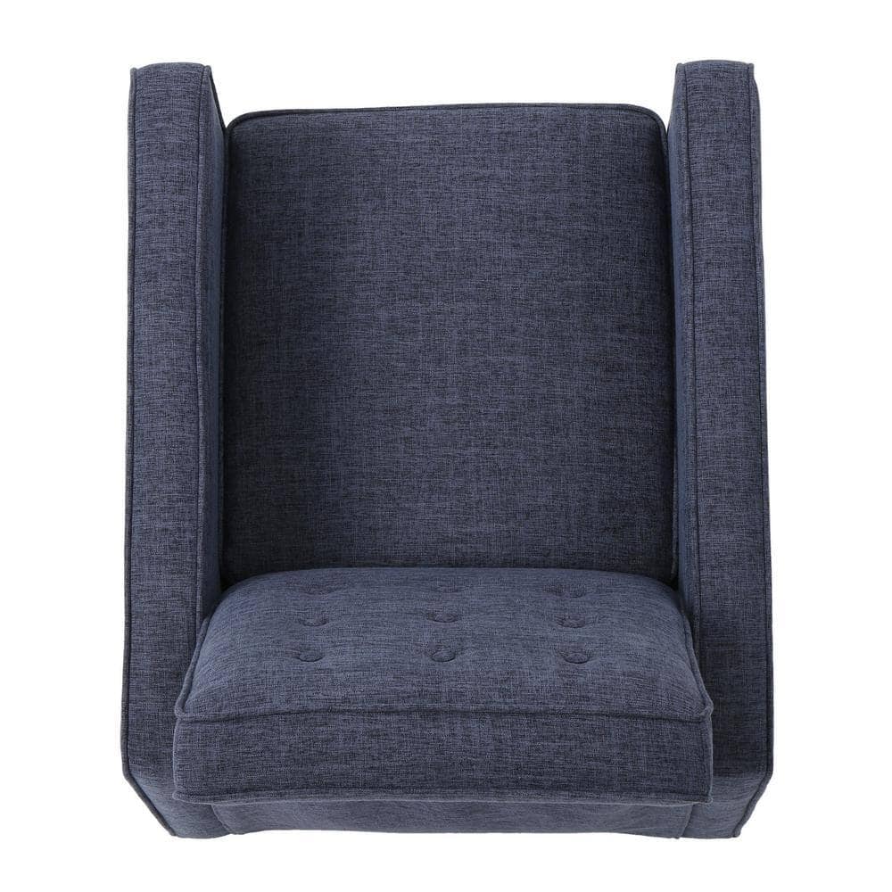 Noble House Mervynn Modern Dark Blue Polyester Club Chair Recliners (Set of 2)