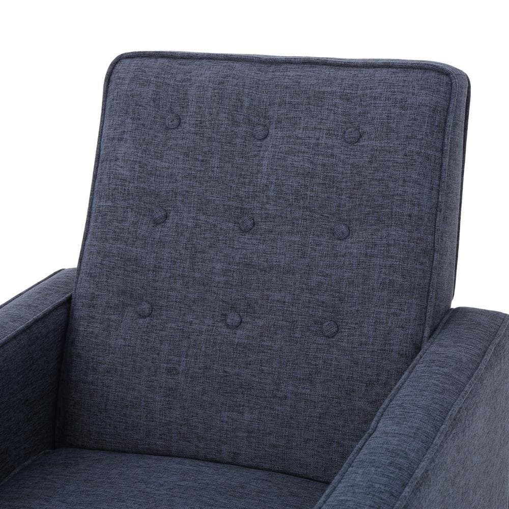 Noble House Mervynn Modern Dark Blue Polyester Club Chair Recliners (Set of 2)
