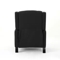 Noble House Izidro Tufted Dark Charcoal Fabric Recliner with Stud Accents
