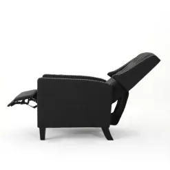 Noble House Izidro Tufted Dark Charcoal Fabric Recliner with Stud Accents