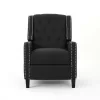 Noble House Izidro Tufted Dark Charcoal Fabric Recliner with Stud Accents