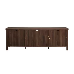 Walker Edison Furniture Company 70 in. Dark Walnut Composite TV Stand Fits TVs Up to 78 in. with Storage Doors
