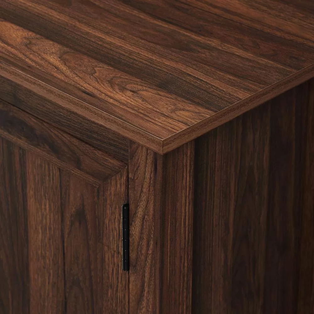 Walker Edison Furniture Company 70 in. Dark Walnut Composite TV Stand Fits TVs Up to 78 in. with Storage Doors