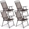 Costway Set of 4 Patio Folding Sling Chairs Steel Textilene Camping Deck Garden Pool