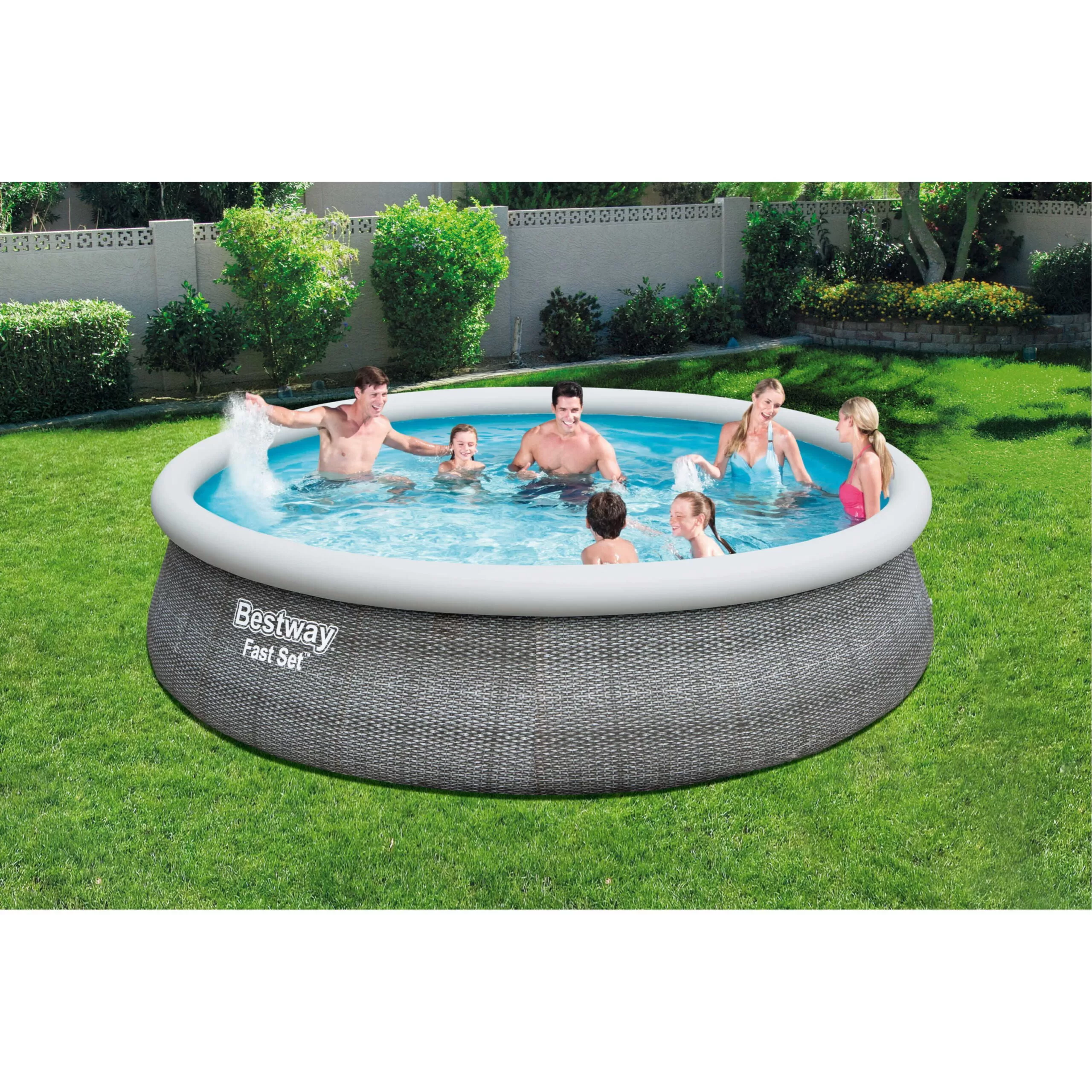 Bestway 15' Circle 42" Deep Metal-Walled Above Ground Pool