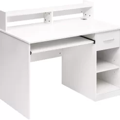 Winado Computer Desk Home Office Workstation Laptop Study Table with Drawer Keyboard Tray, White