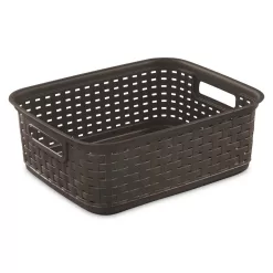 Sterilite Decorative Wicker Style Short Weave Storage Basket, Espresso (24 Pack)