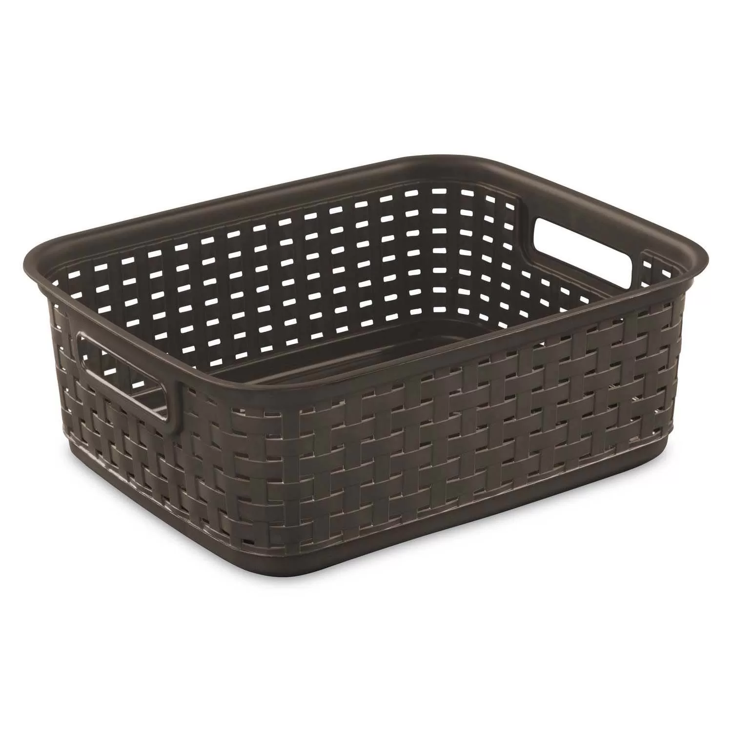 Sterilite Decorative Wicker Style Short Weave Storage Basket, Espresso (24 Pack)