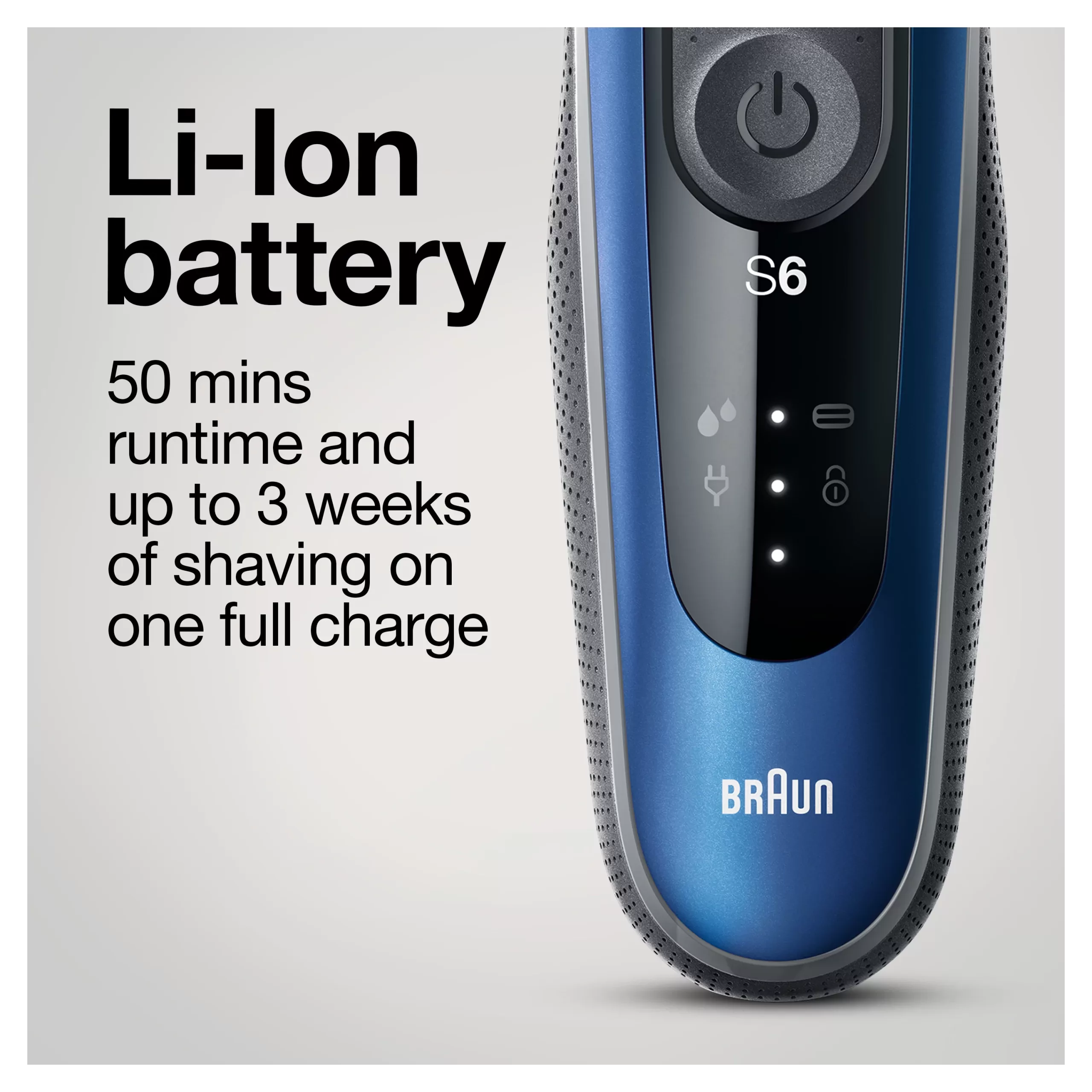 Braun Series 6 6020s Rechargeable Wet Dry Men's Electric Shaver, Blue - Image 8