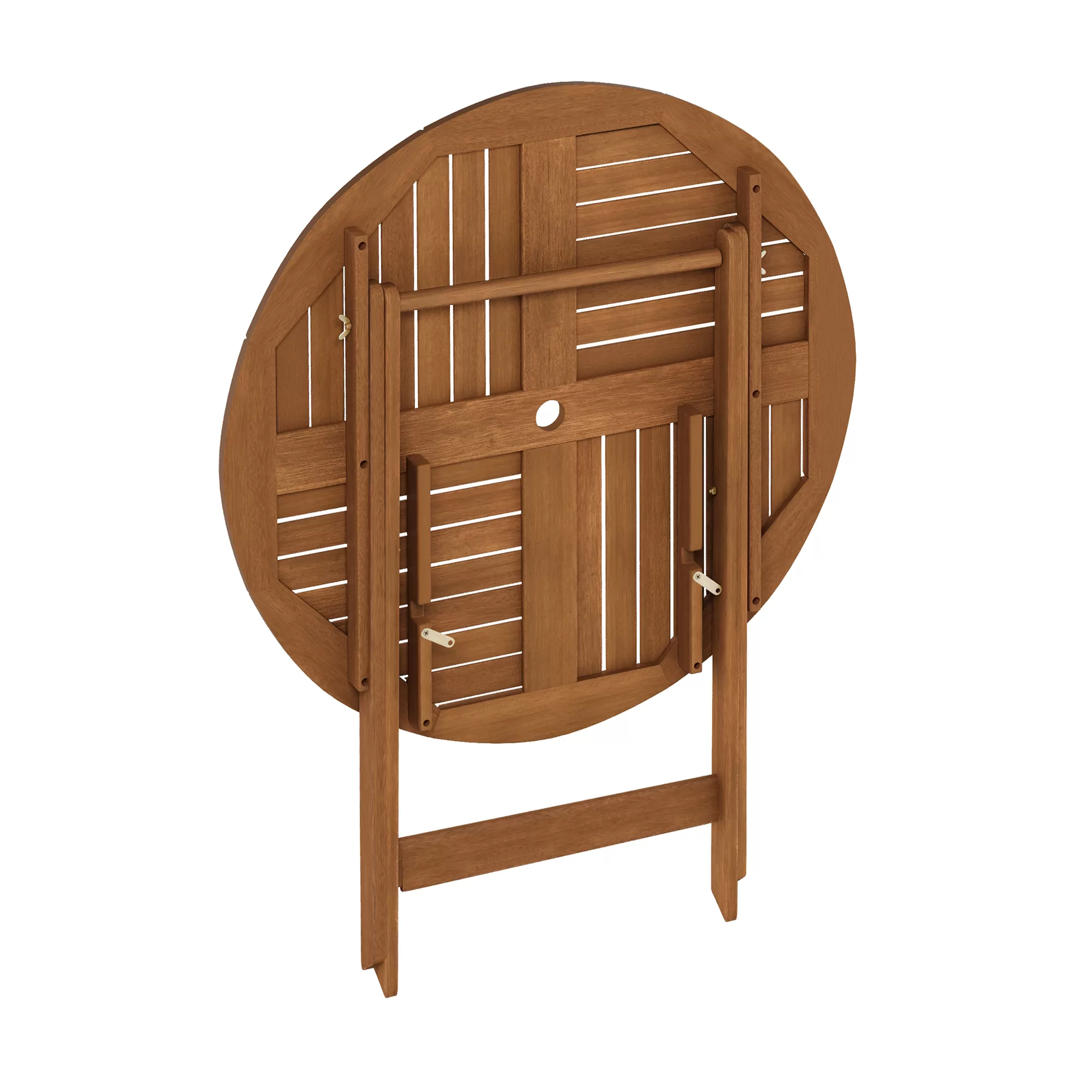 Furinno Tioman Outdoor Hardwood Sunlight Folding Table with Umbrella Hole