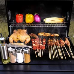 UTEN Outdoor BBQ Grill Charcoal Barbecue Pit Backyard Meat Cooker Smoker Black