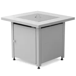 Endless Summer Outdoor Fire Pit Table with Faux Marble Finish, White Glass