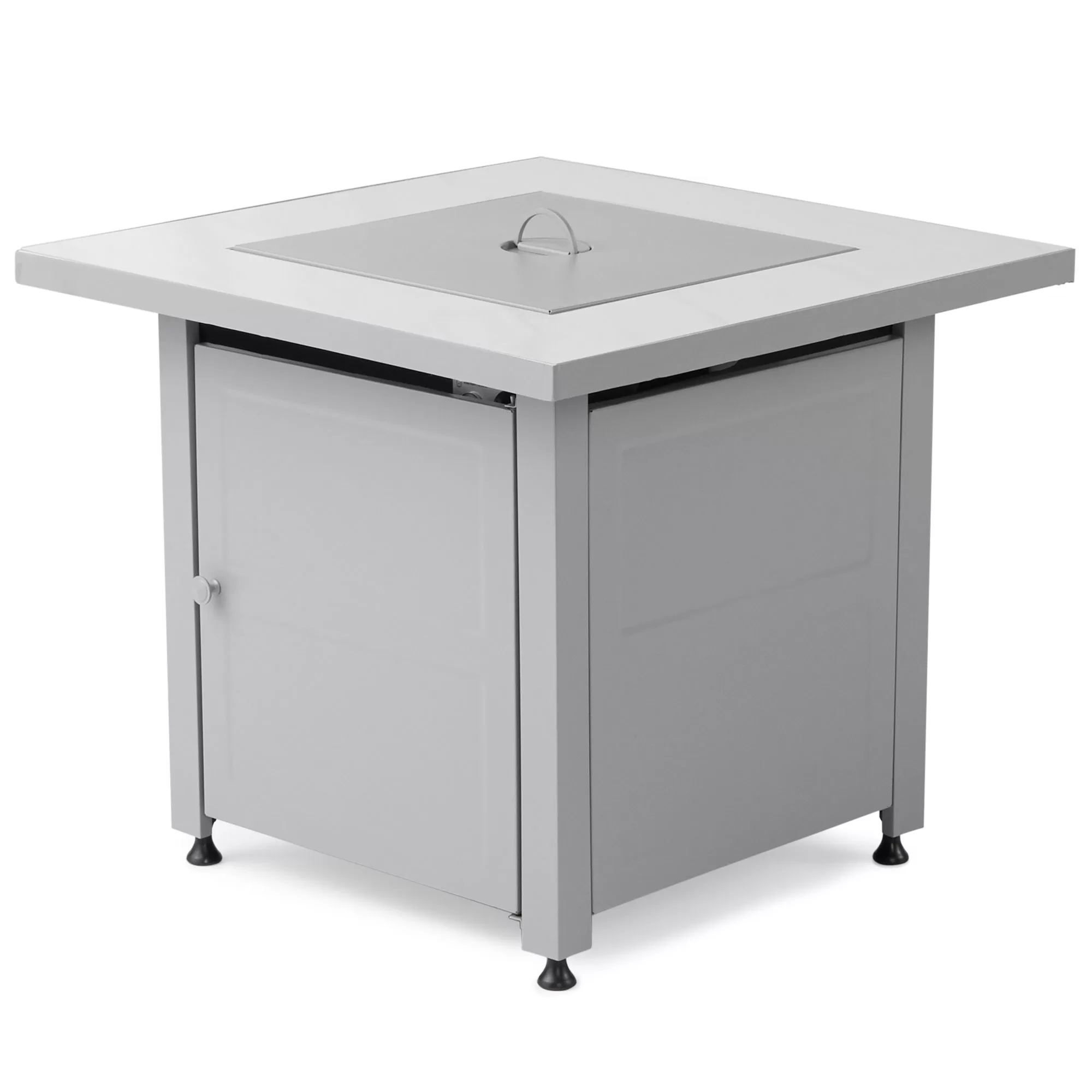Endless Summer Outdoor Fire Pit Table with Faux Marble Finish, White Glass