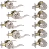 DELANEY HARDWARE KIT#BN3001R-PP 5-Bennett Satin Nickel Entry Door Handles and 5-Satin Nickel Single Cylinder Deadbolt All Keyed Alike
