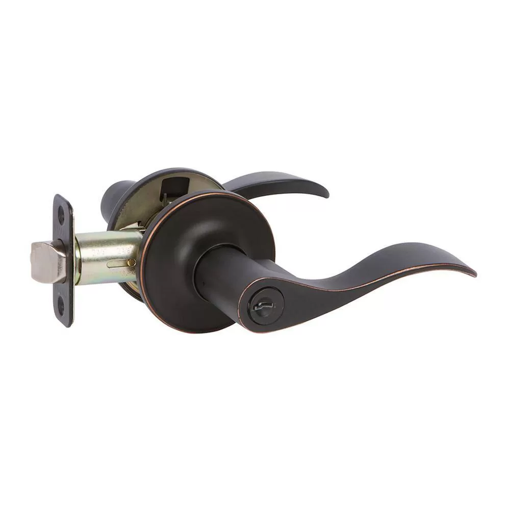 DELANEY HARDWARE KIT#BN3007R-PP 5-Bennett Edged Oil Rubbed Bronze Entry Door Handles and 5-Edged Oil Rubbed Bronze Sgl Cyl Deadbolts All Keyed Alike