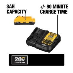 DEWALT DCB230CwDCG412B 20V MAX Cordless 4.5 in. - 5 in. Grinder, (1) 20V Compact 3.0Ah Battery, and 12V-20V MAX Charger