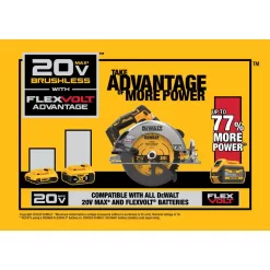 DEWALT DCS573BW606 20V MAX Cordless Brushless 7-1/4 in. Circular Saw with FLEXVOLT Advantage and (1) FLEXVOLT 6.0Ah Battery