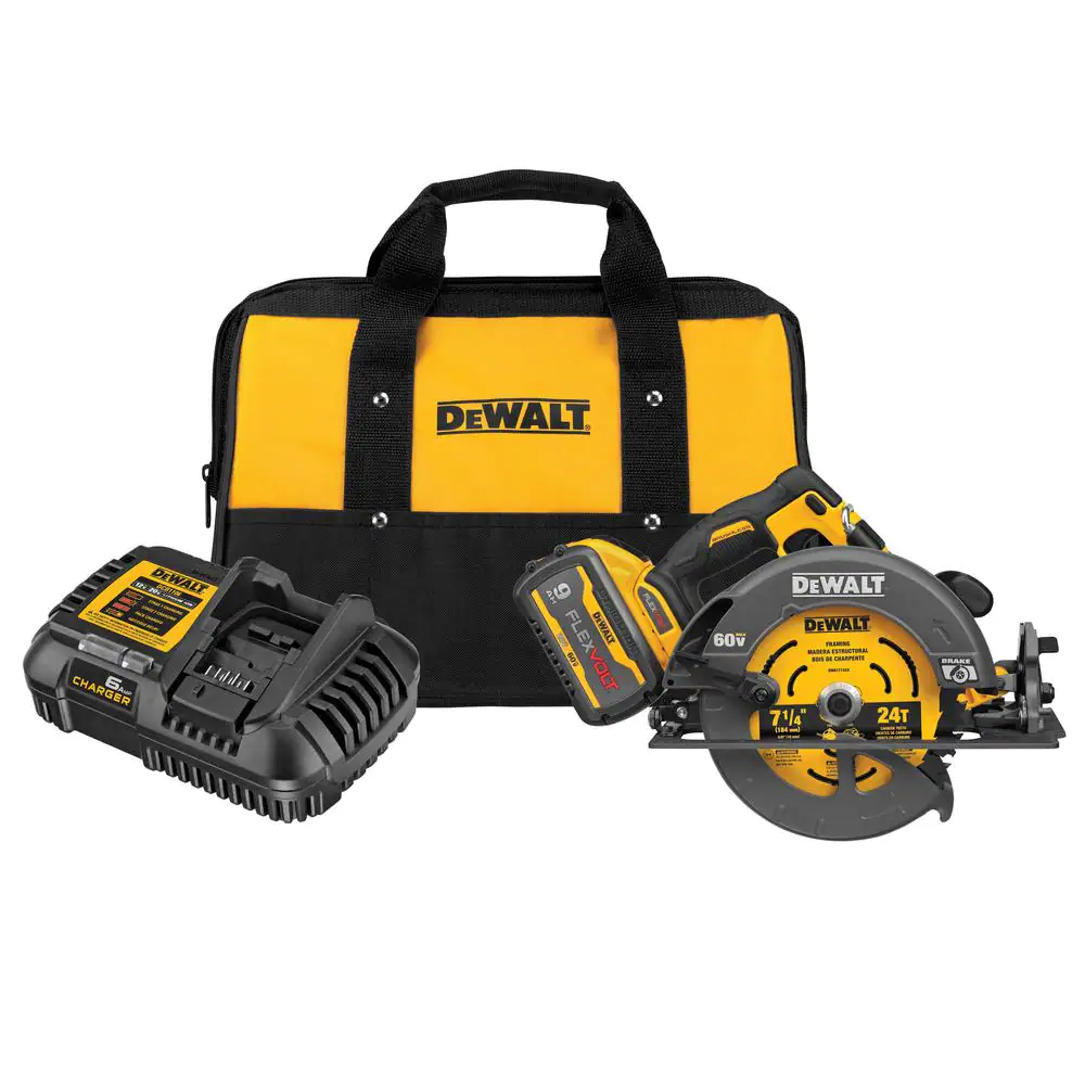 DEWALT DCS578X1 FLEXVOLT 60-Volt MAX Cordless Brushless 7-1/4 in. Circular Saw with Brake with (1) FLEXVOLT 9.0Ah Battery