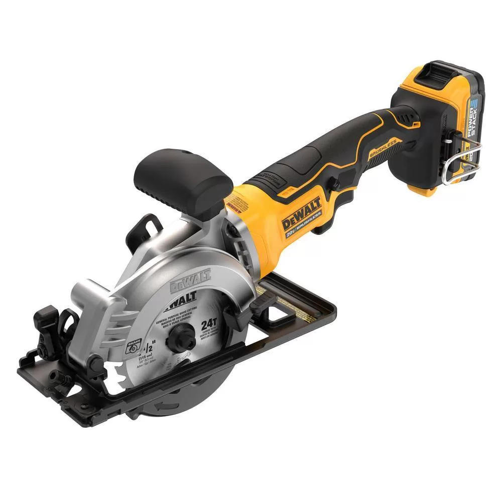 DEWALT DCW600BWCS571E1 Atomic 20-Volt MAX Lithium-Ion Cordless Brushless 4-1/2 in. Circular Saw & Compact Router with 1.7Ah Battery & Charger